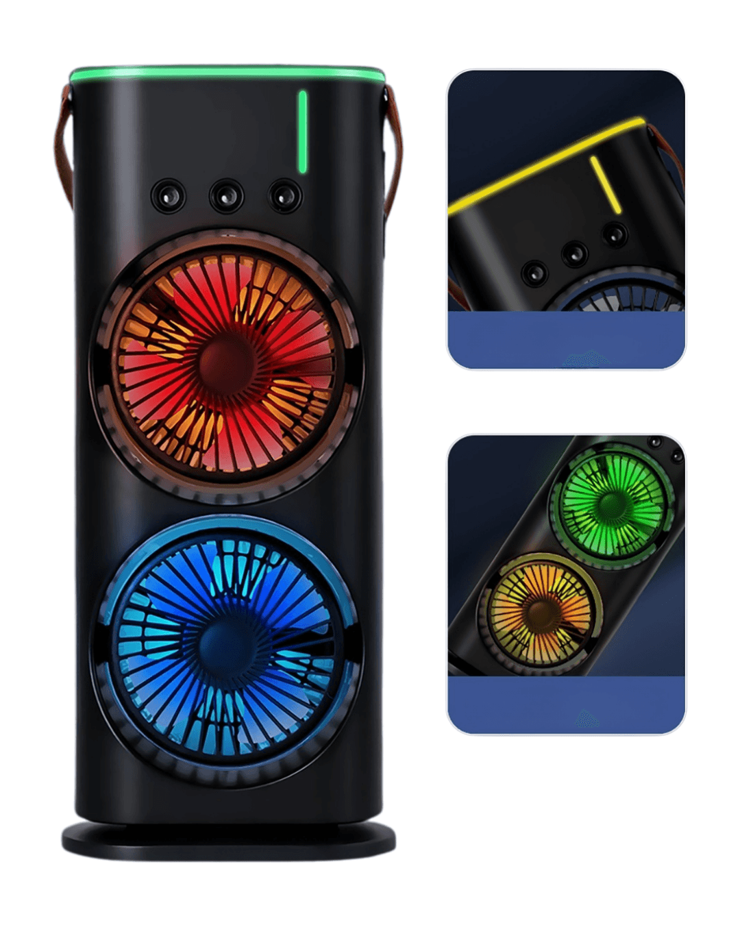 Şarjlı Buharlı Serinletici Fan RGB Işıklı Çift Pervaneli Masa Fanı USB 5