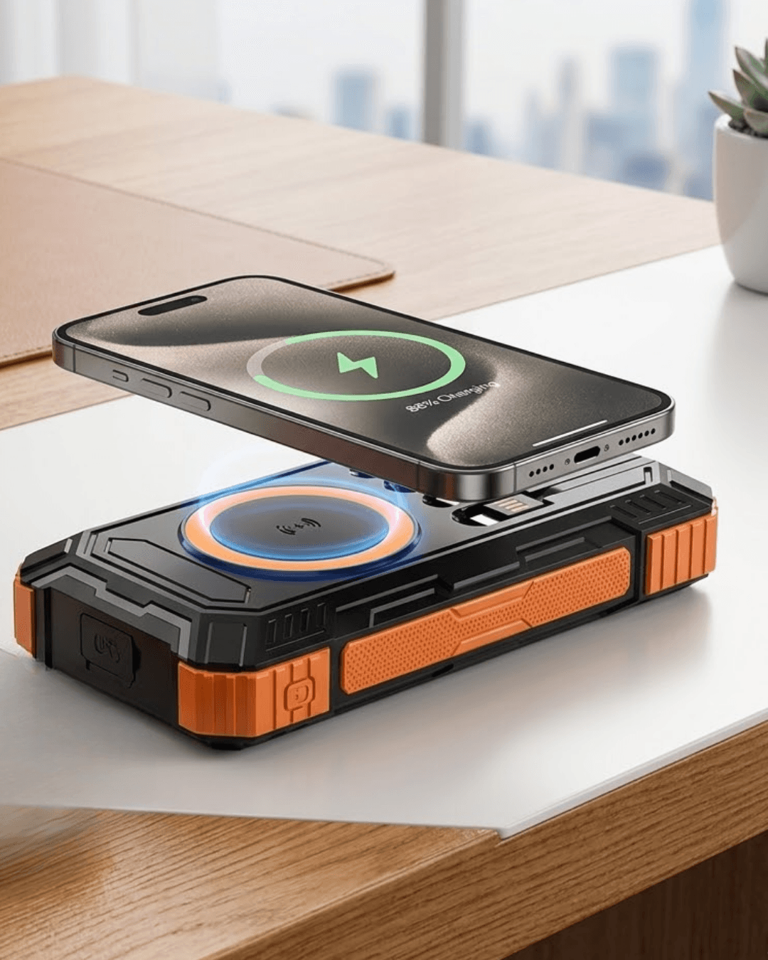 20000 mAh Güneş Enerjili Powerbank Kablosuz Şarj Hızlı Şarj Taşınabilir Batarya