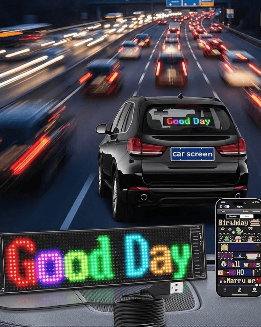 RGB LED Yazı Paneli 16x96 Telefon Kontrollü Kayan Yazı Animasyonlu Ekran Müzik Senkronizasyonlu
