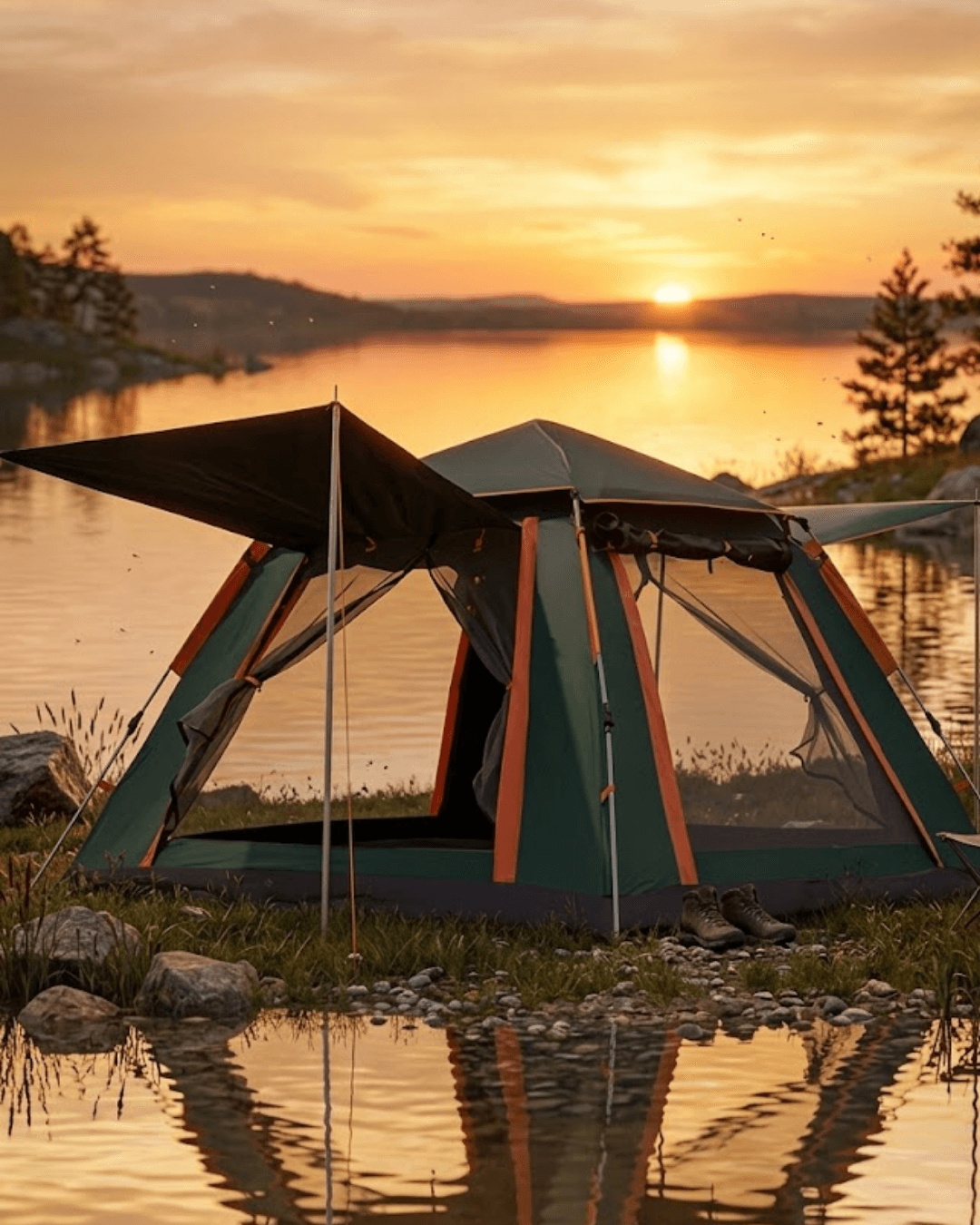 4-5 Kişilik Kamp Çadırı Güneşlikli Suya Dayanıklı Geniş Hacimli Outdoor