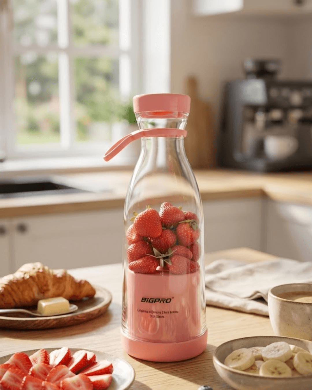Kablosuz Taşınabilir Blender Smoothie Milkshake Hazırlama Tek Tuş Kullanım USB Şarjlı