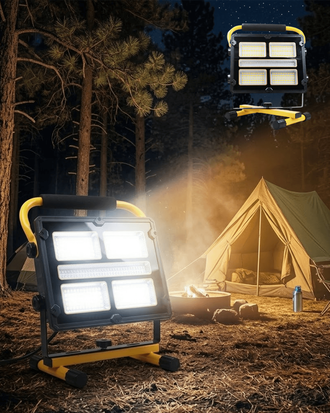 Solar ve USB Şarjlı 400 LED Güçlü Çalışma Lambası Ayarlanabilir Kamp Feneri