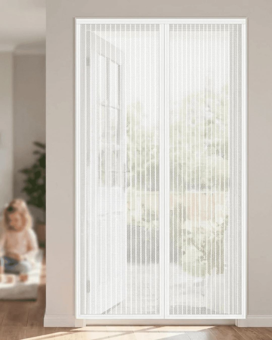 Çift Taraflı Bantlı Mıknatıslı Kapı Sinekliği 105x210 cm Kendinden Kapanan File Tül