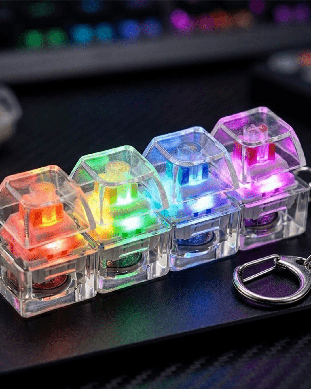 Işıklı Klavye Stres Giderici Anahtarlık Klik Sesli Fidget Taşınabilir