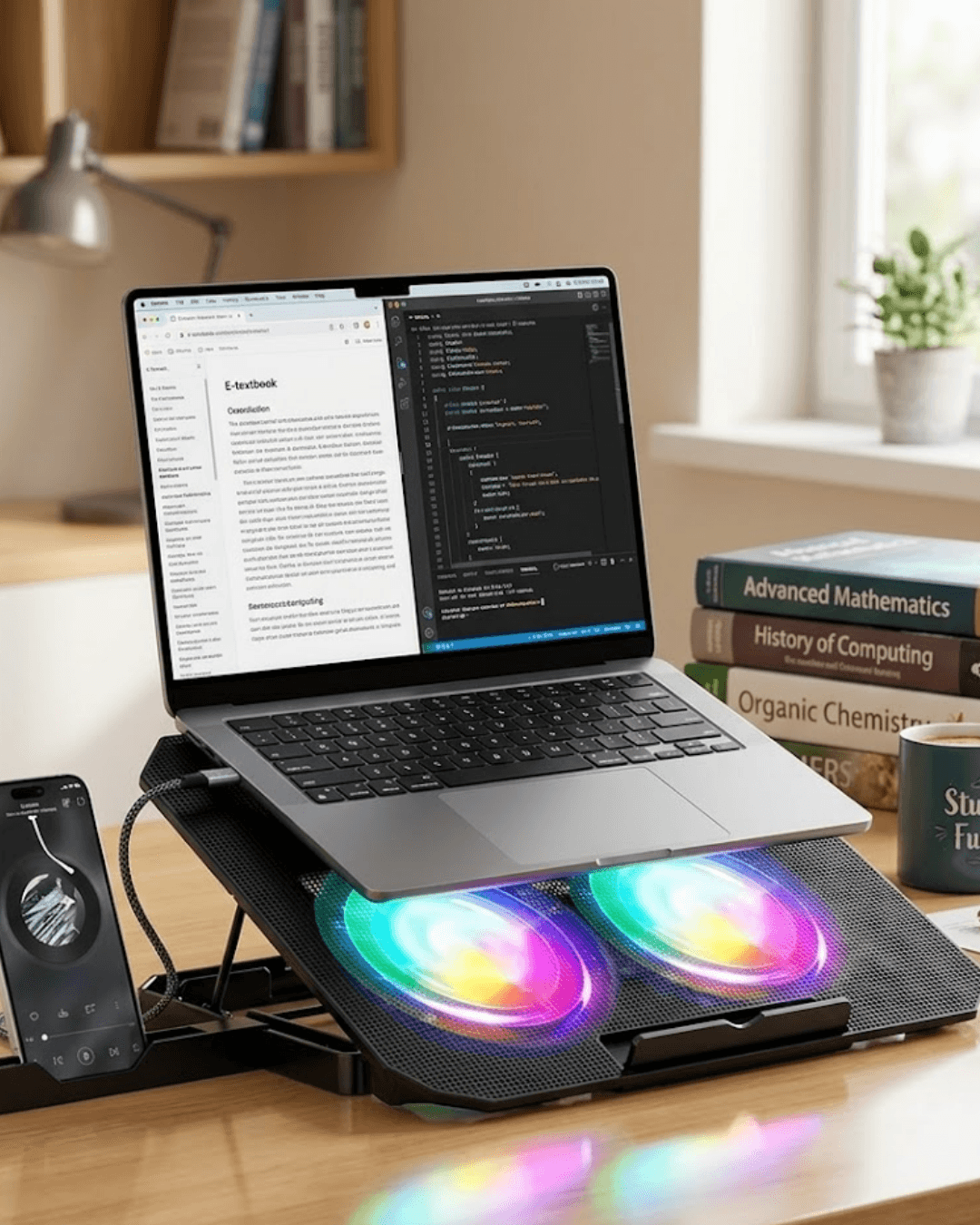 Notebook Soğutucu Stand RGB Aydınlatmalı İki Fanlı Laptop Altlığı Sessiz