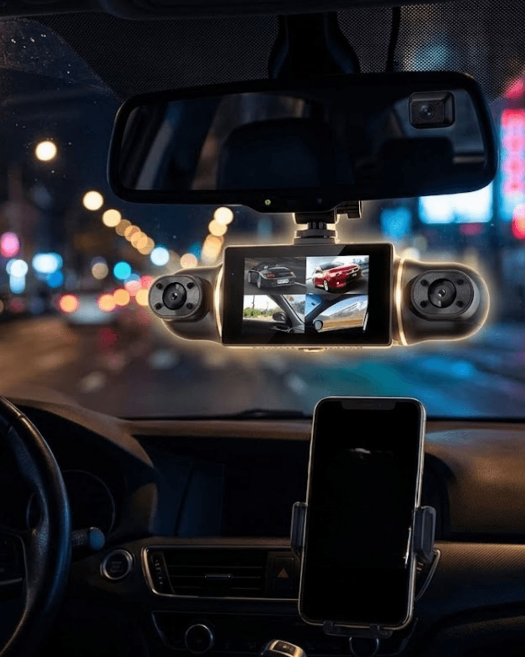 Geniş Açılı Araç Kamerası WiFi Bağlantılı Full HD 1080P Döngüsel Kayıt