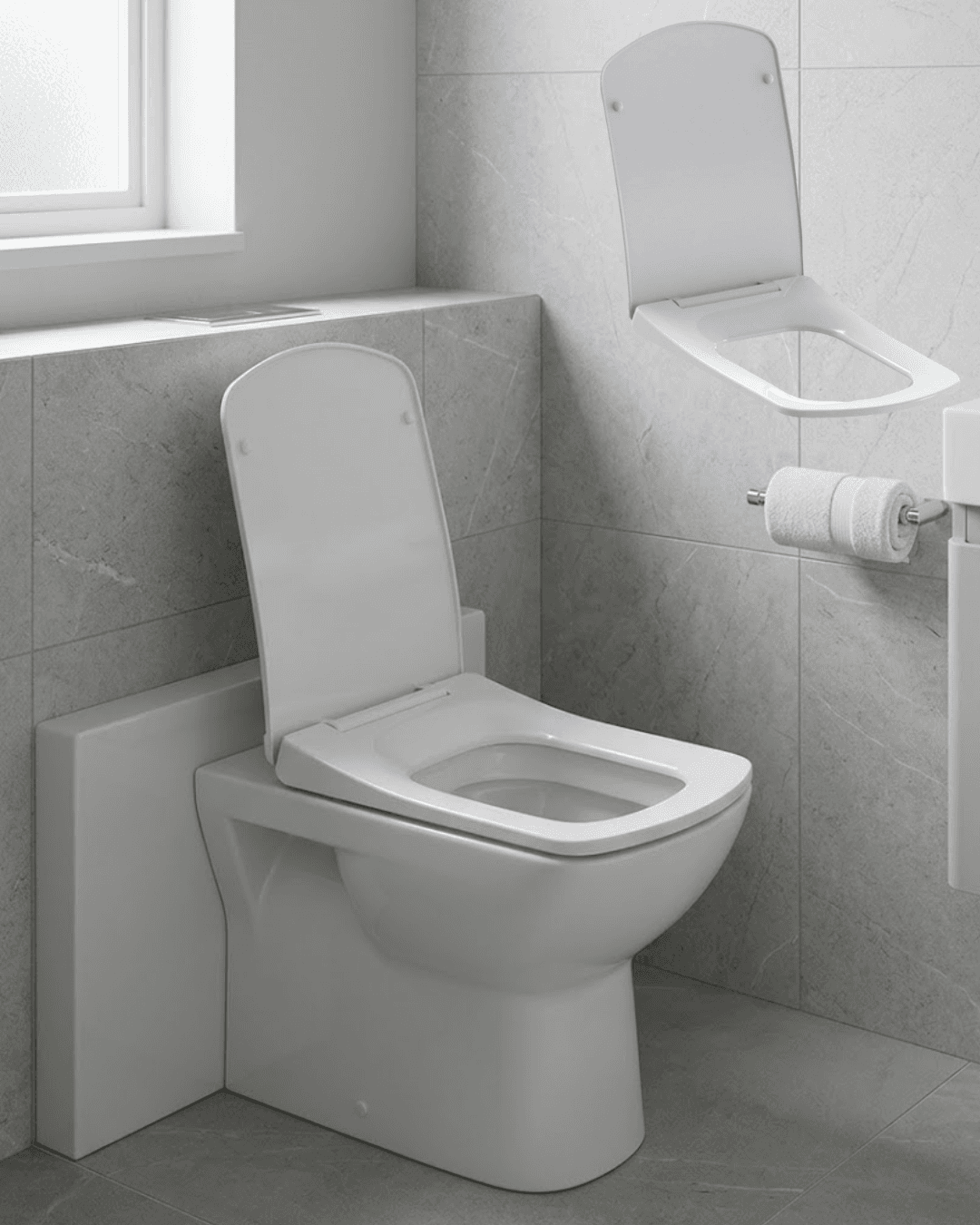Kare Slim Yavaş Kapanan Klozet Kapağı Sessiz Soft Close Dayanıklı Tasarım