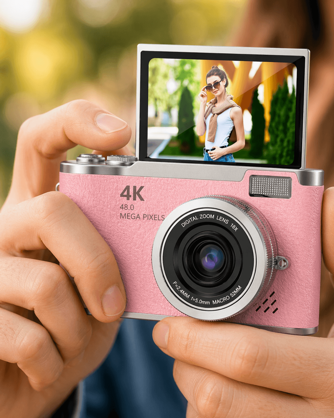 Profesyonel Çekim İçin 48 MP Dijital Kamera 18x Zoom Flip Ekran 1080P