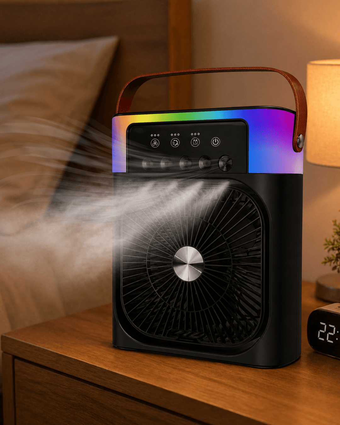 RGB Işıklı Buharlı Masaüstü Fan Sessiz Çalışan USB Şarjlı Taşınabilir Nemlendirici