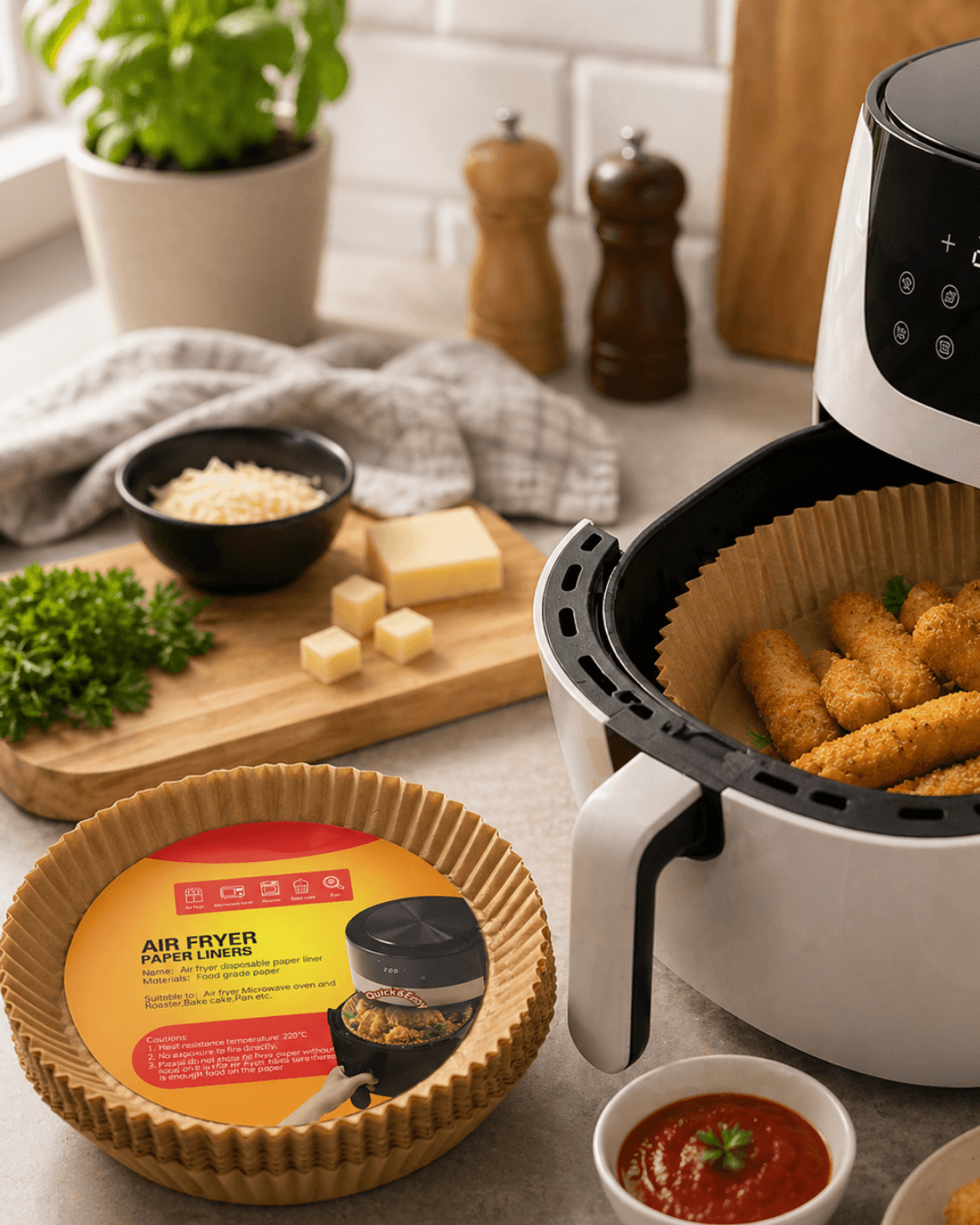 100 Parça Airfryer Kağıdı Tek Kullanımlık Temiz Pişirme Kağıdı Yapışmaz
