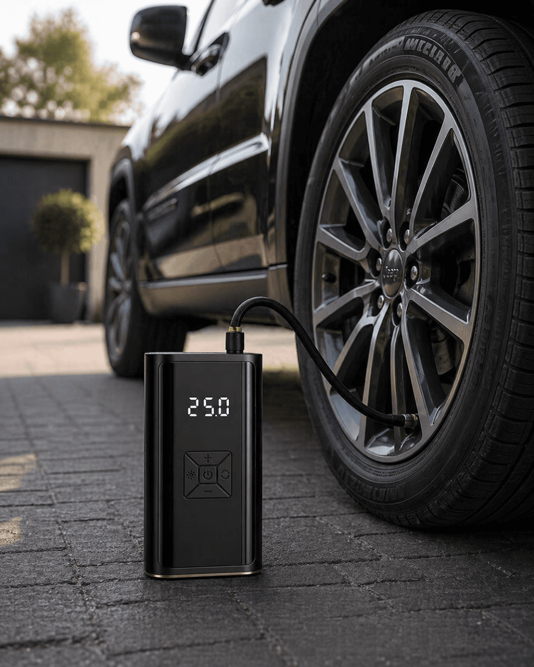 Dijital Lastik Pompası Kablosuz Hava Basma Cihazı Powerbank Destekli LCD Ekran