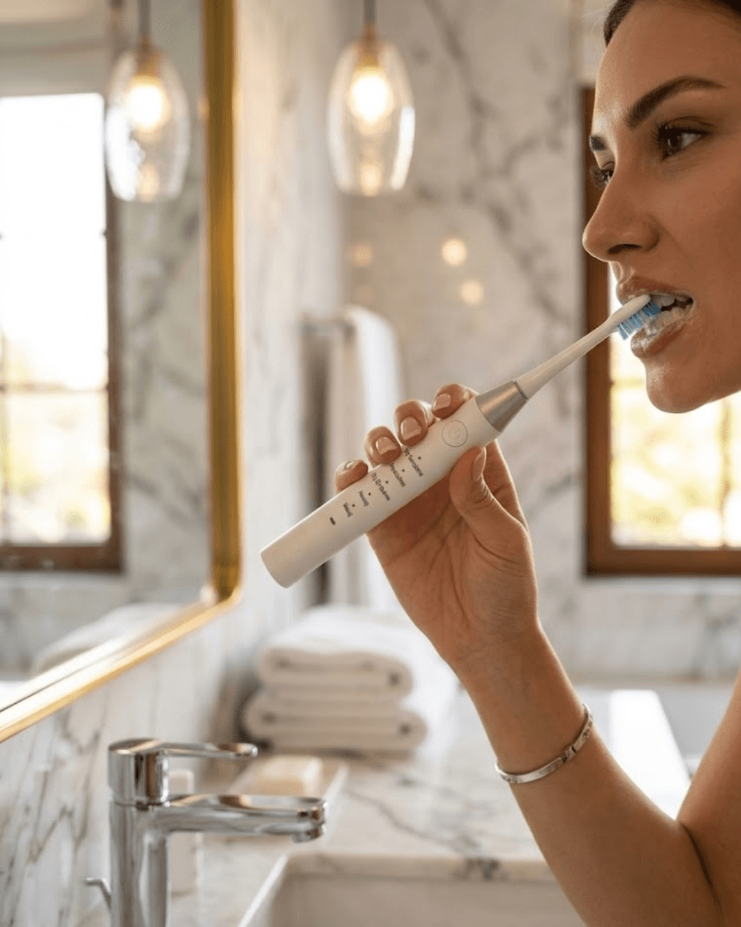 Şarjlı Diş Fırçası Su Geçirmez Sonic Teknoloji 5 Mod 500 mAh 4 Başlık