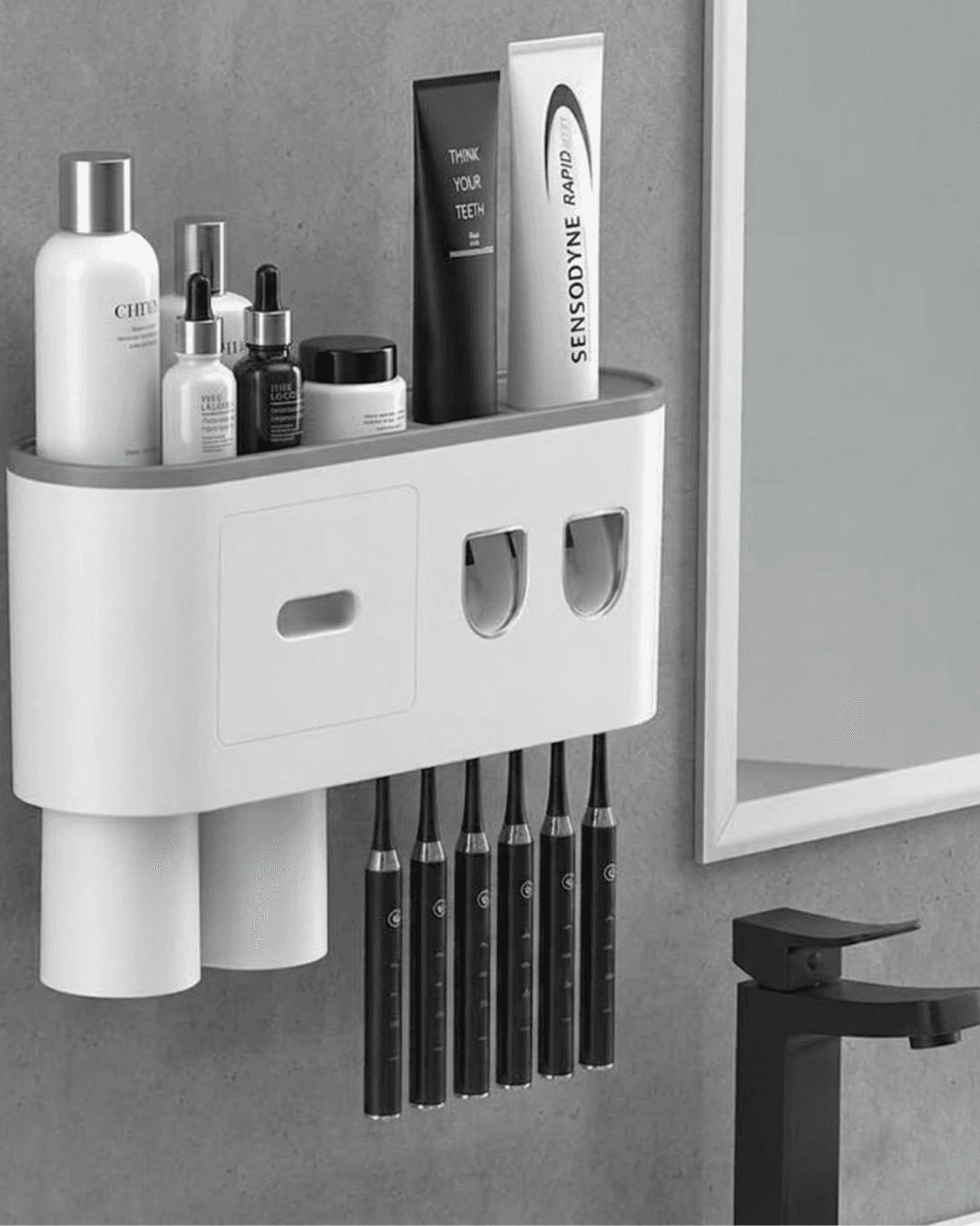 Çok Fonksiyonlu Diş Fırçası Tutucu Otomatik Dispenser Bardaklı Banyo Organizer