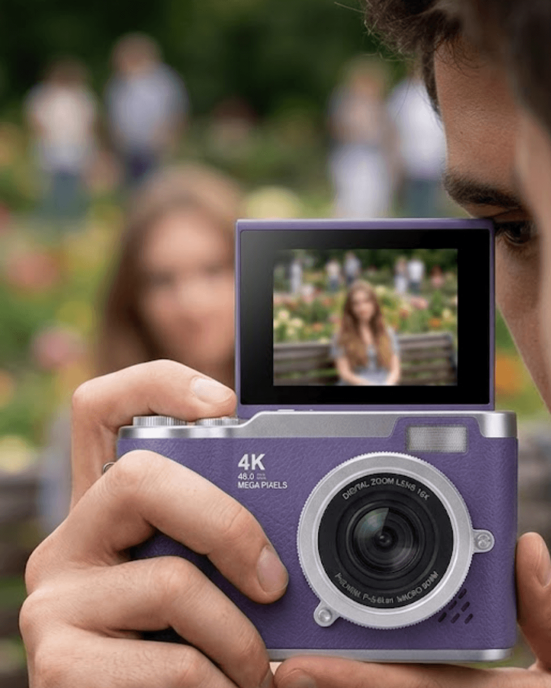 4K Kompakt Kamera 48 MP Autofocus Flash Vlog Kamera Flip Ekran