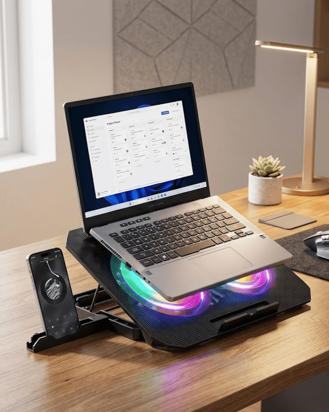 RGB Fanlı Laptop Soğutma Standı USB Girişli Notebook Yükseltici Ergonomik