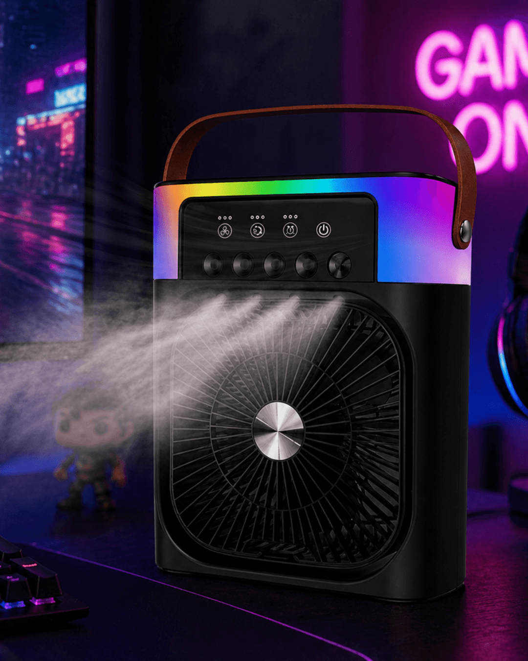 Taşınabilir Mini Klima Nemlendirici Fan RGB Led Aydınlatmalı USB Fan Sessiz