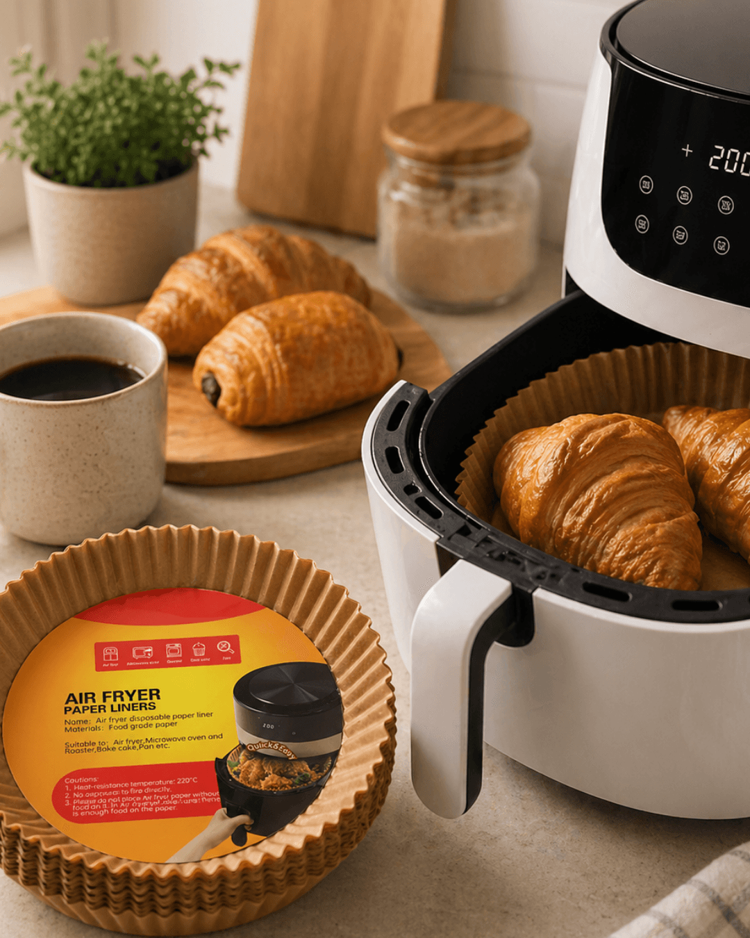 Yuvarlak Airfryer Kağıdı 100 Adet Yağ Tutmaz Hazne Koruyucu Pişirme Kağıdı