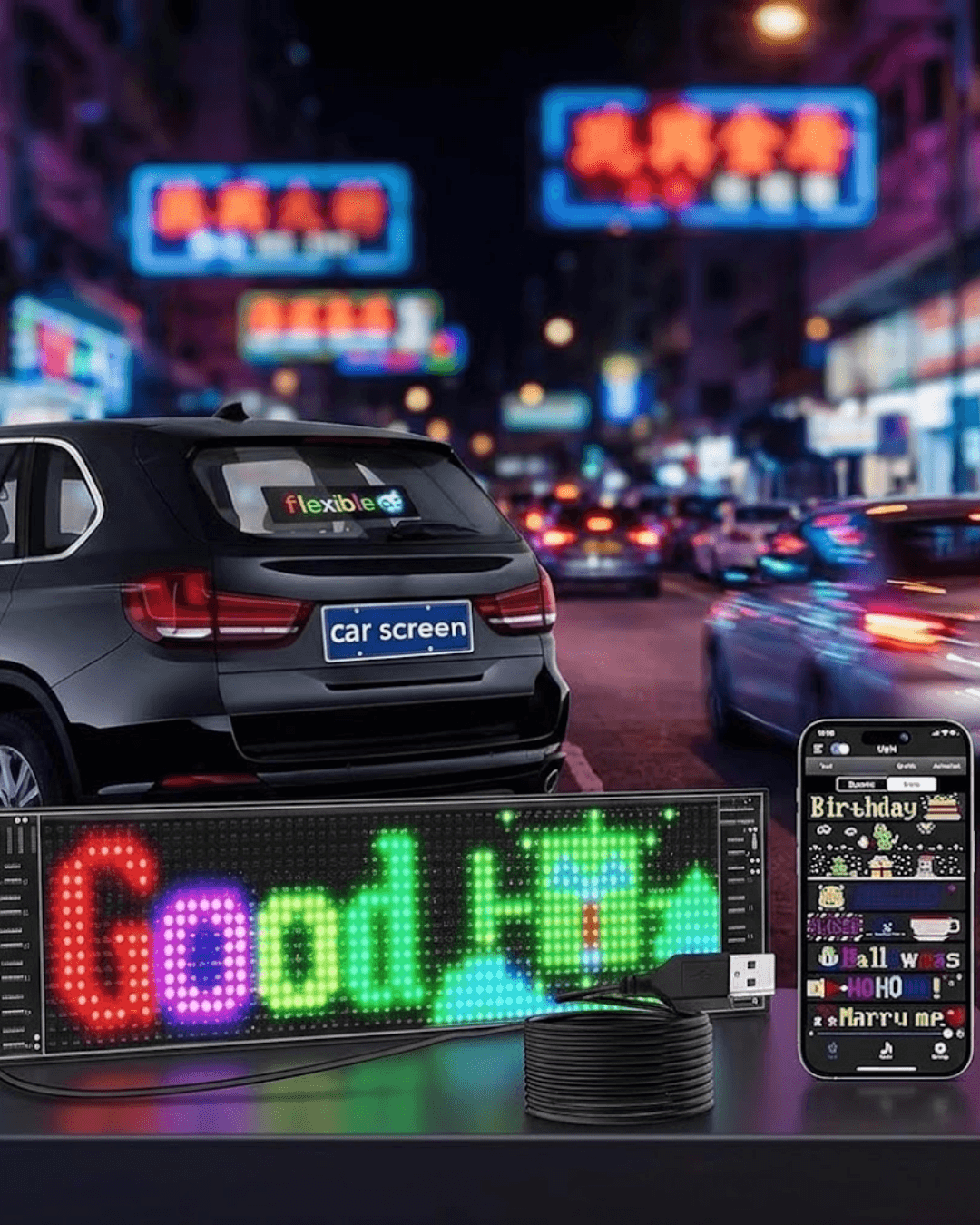 RGB Kayan Yazı LED Panel Telefon Kontrollü Animasyonlu Akıllı Ekran 16x96