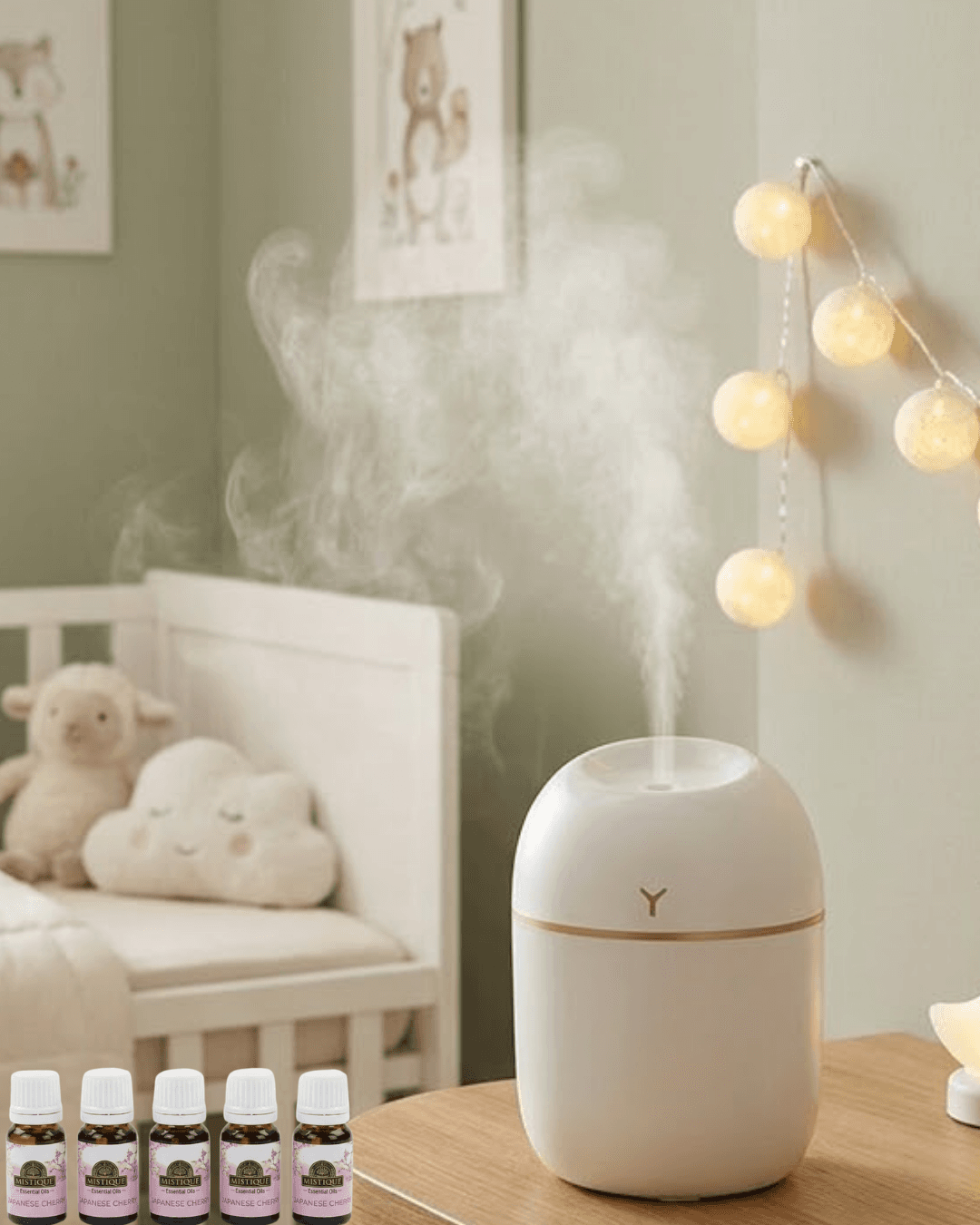 Kompakt Mini Hava Nemlendirici 5 Esans Hediyeli LED Işıklı USB Aromaterapi