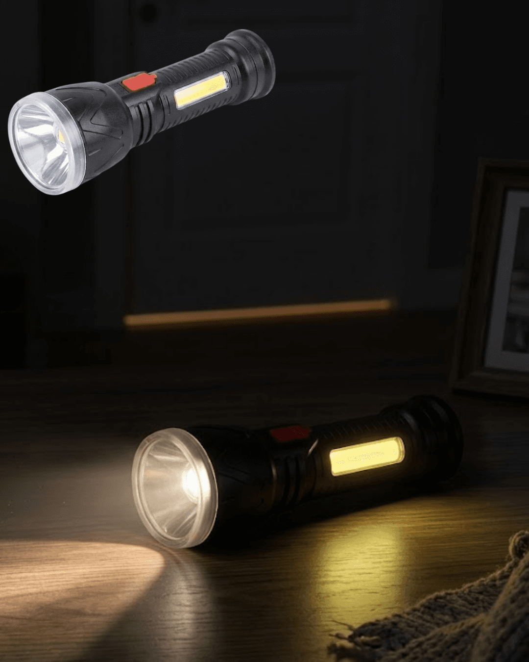 Şarjlı Uzun Menzilli El Feneri 9 LED Dayanıklı Güçlü Işık 4 Mod