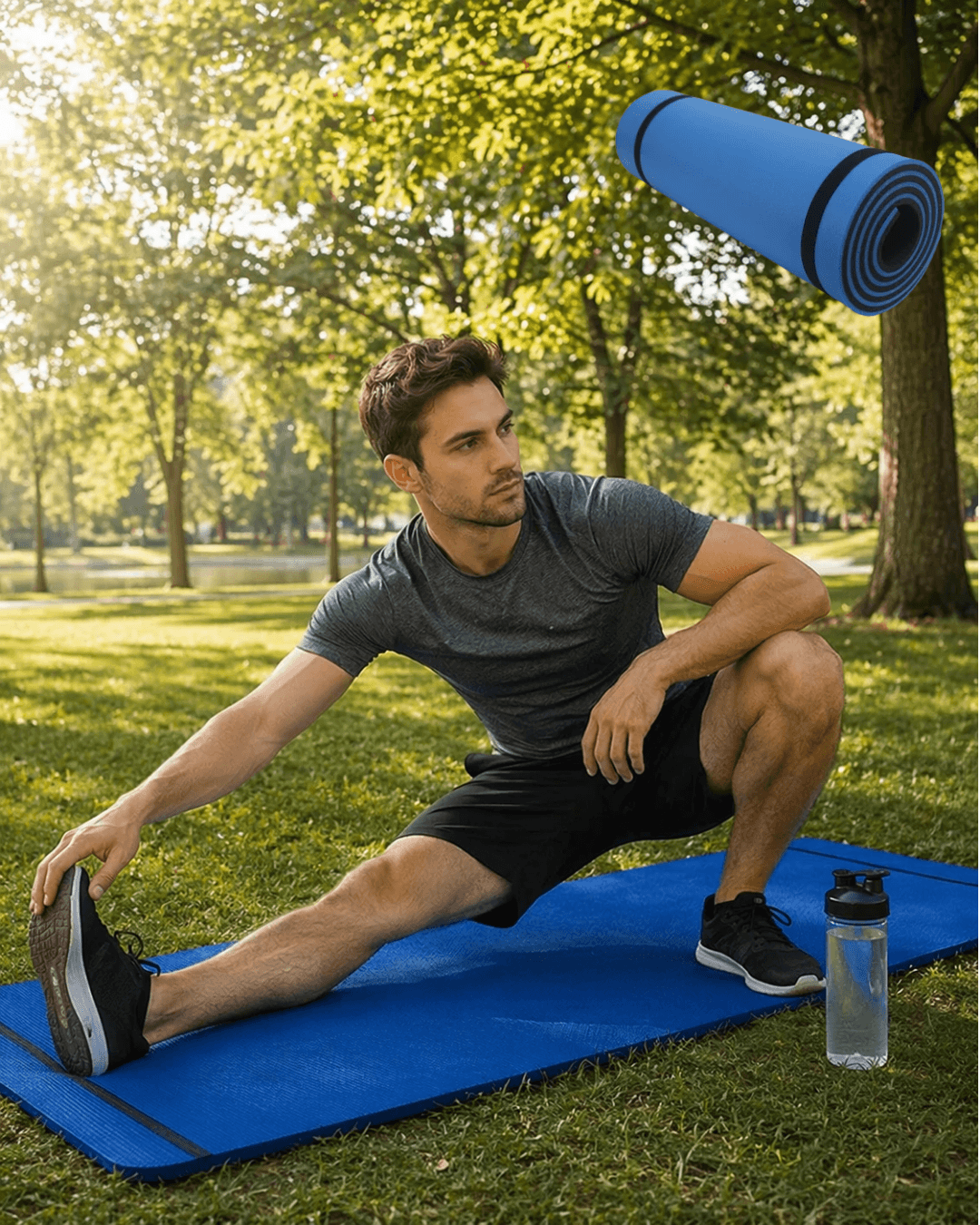 10 mm Fitness Minderi Tırtıklı Kaymaz Yüzey Esnek Darbe Emici EVA Yoga Matı