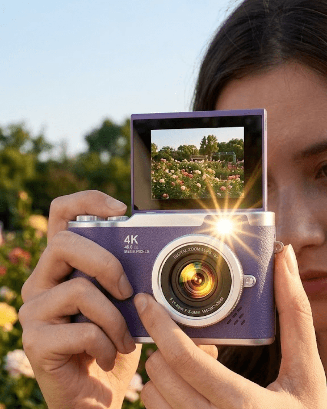 Flip Ekranlı Dijital Kamera 4K Video 48 MP Güzelleştirme Modu Otomatik Netleme