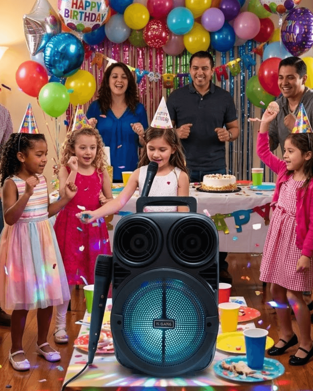 Kablosuz Karaoke Hoparlör Mikrofonlu RGB Işıklı Bluetooth Speaker USB TF Kart