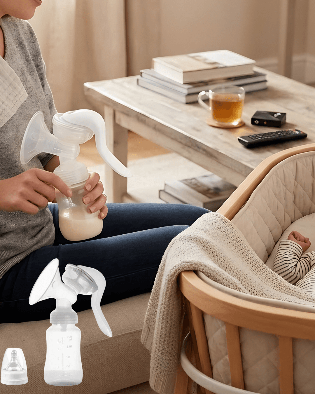 Taşınabilir Manuel Anne Sütü Pompası 180 ml Ayarlanabilir Vakumlu
