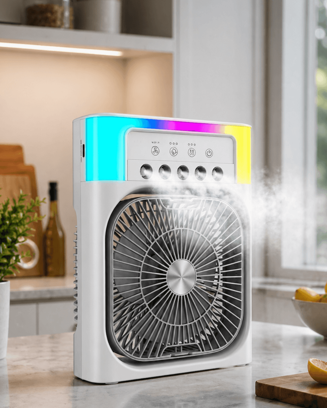 Işıklı Fan 5005 RGB Mini Soğutucu USB Şarjlı Sessiz Masa Fanı