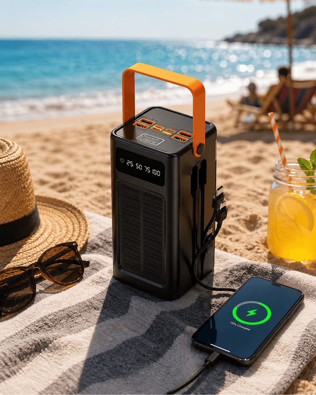 80.000 mAh Güneş Enerjili Powerbank Solar Şarj Dijital Ekran Çoklu Cihaz