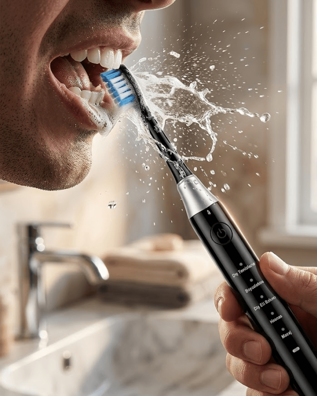 AMF13 Elektrikli Diş Fırçası Siyah - 5 Modlu Taşınabilir IPX7 Su Geçirmez