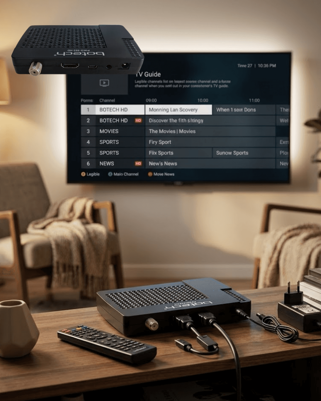 BOTEC Uydu Alıcı Full HD 1080p HDMI USB DVB-S/S2 EPG Destekli