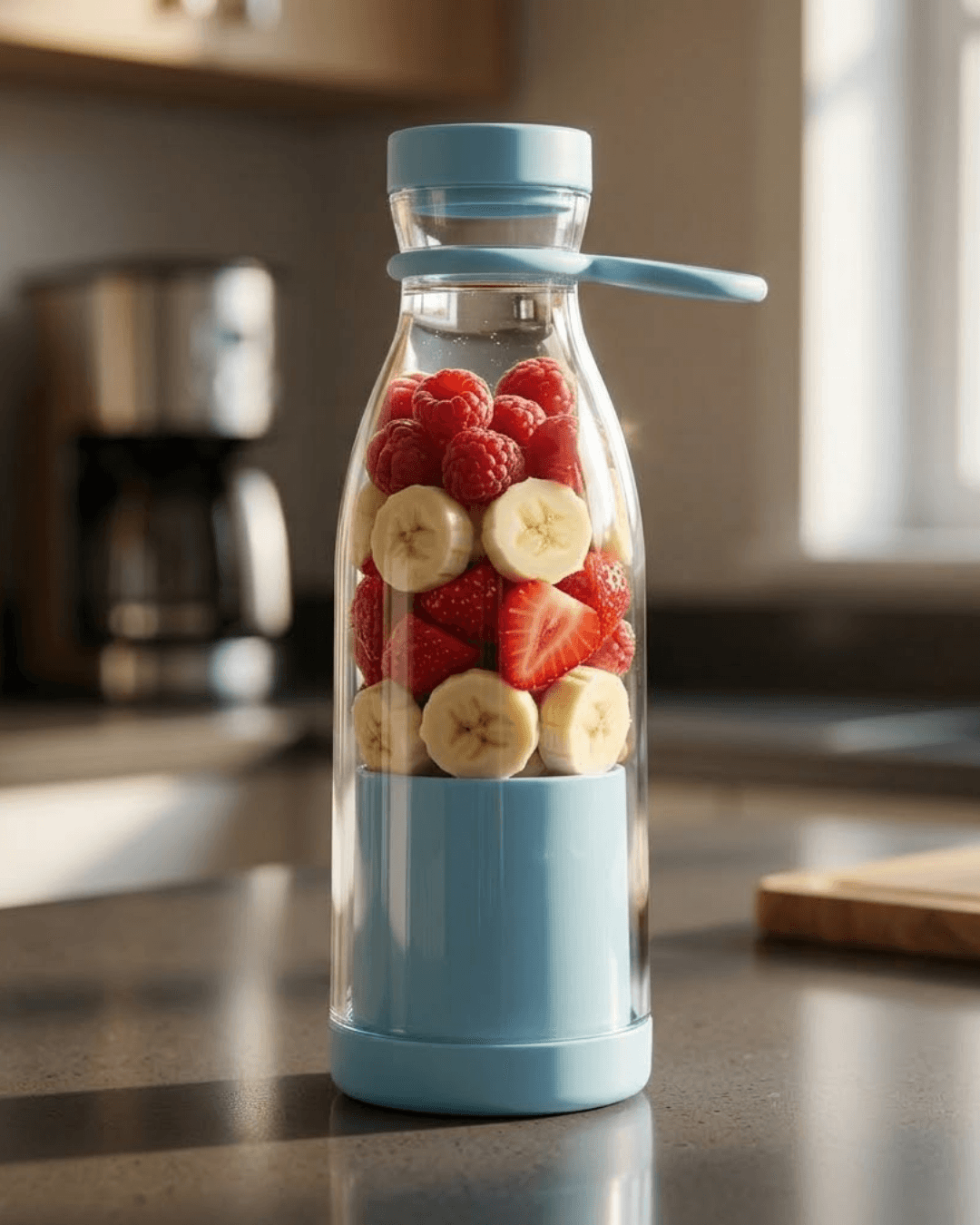 BİG Bardak Blender Mavi 380 ml Taşınabilir USB Şarjlı Kablosuz Meyve Karıştırıcı