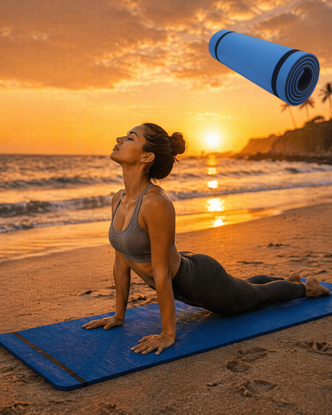 10 mm Kalınlıkta Mavi Yoga Matı Kaymaz Tabanlı Fitness ve Pilates Matı