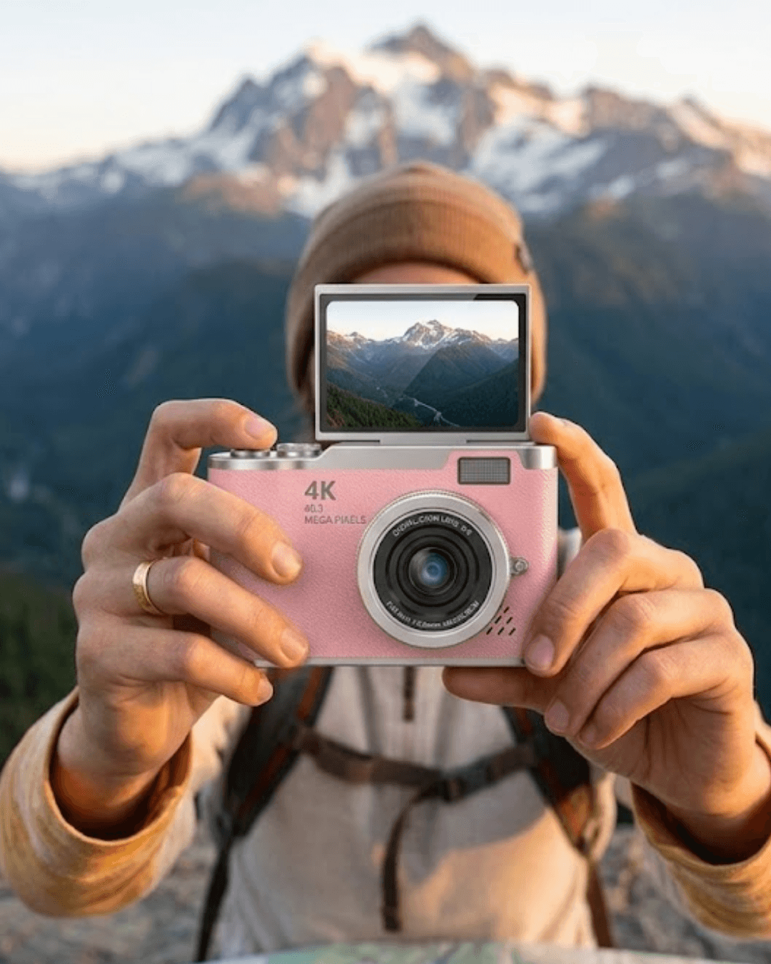 LK007 48 MP Dijital Fotoğraf Makinesi Pembe - 1080P Video Flip Ekran