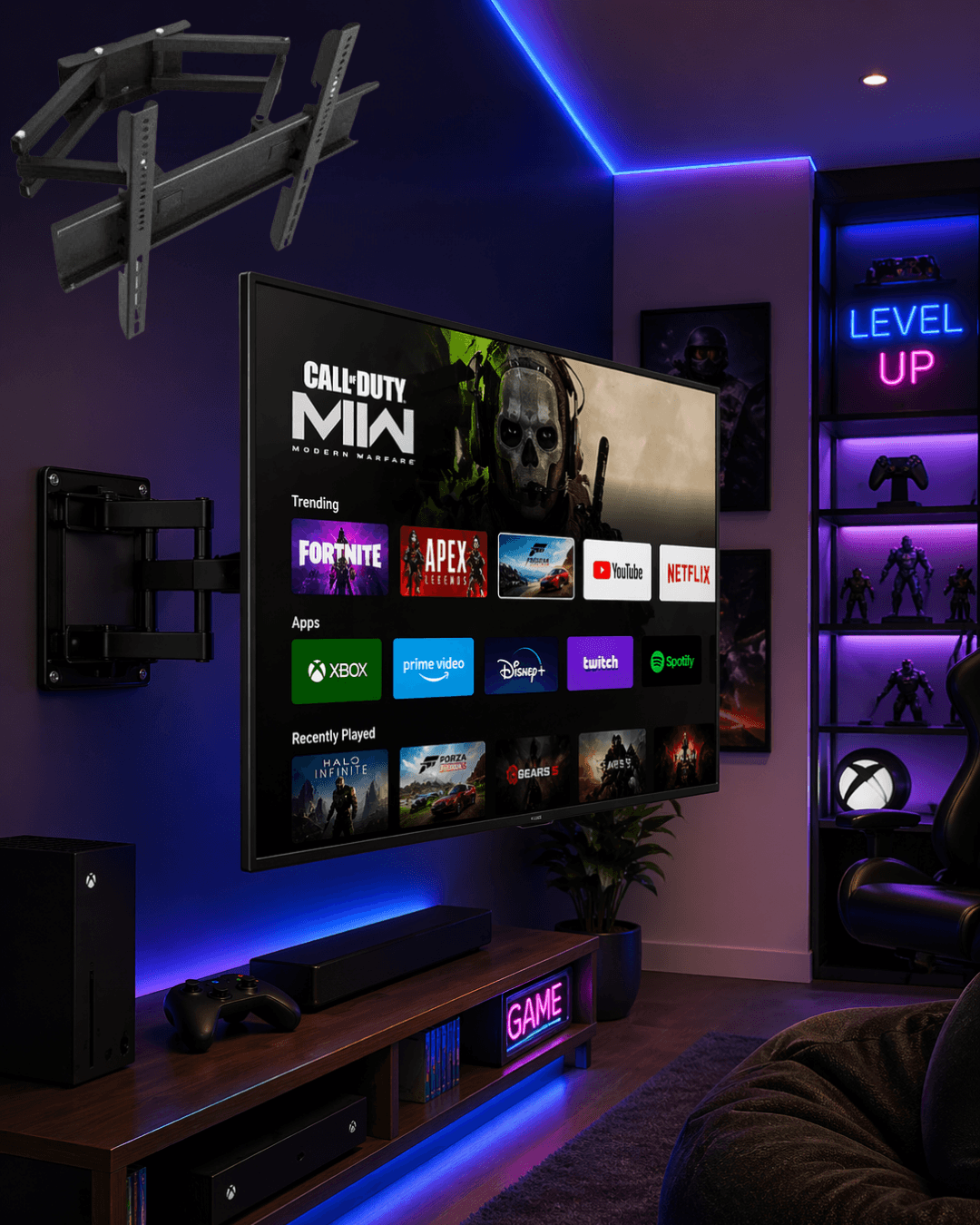 SH3255 Plazma Tutucu 32-55 İnç Universal TV Askısı Hareketli Duvar Montaj Aparatı