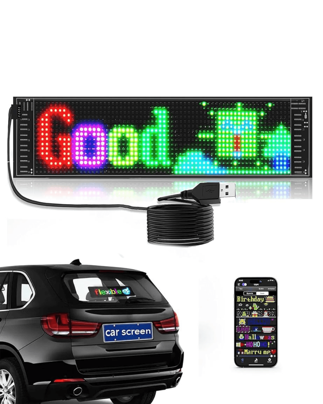 RGB Kayan Yazı LED Panel Telefon Kontrollü Animasyonlu Akıllı Ekran 16x96 3