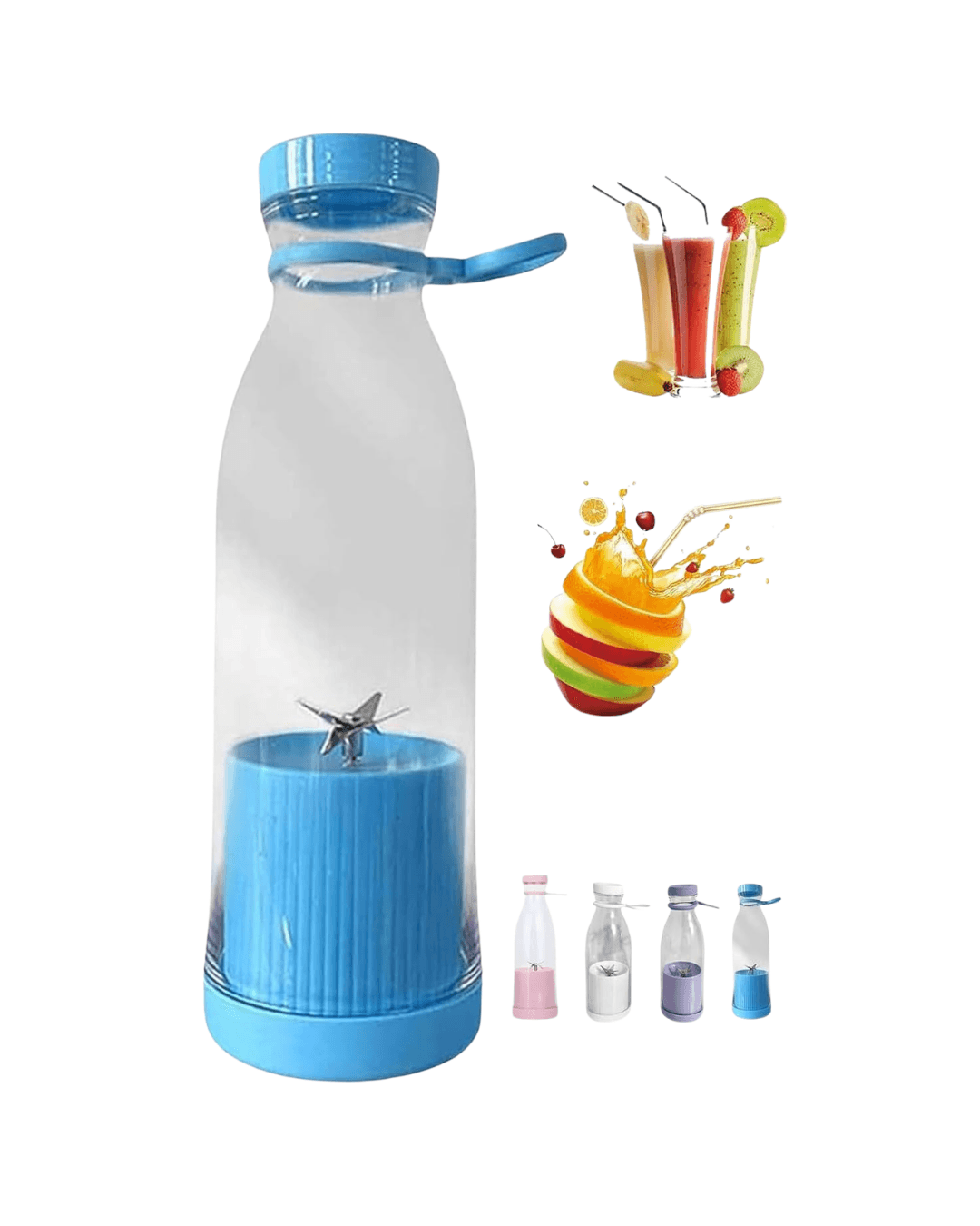 BİG Bardak Blender Mavi 380 ml Taşınabilir USB Şarjlı Kablosuz Meyve Karıştırıcı 3