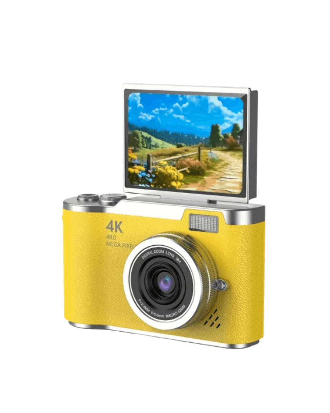 LK007 Fotoğraf Makinesi Sarı 48 MP 4K Video Flip Ekran Zoom LED Işık 3