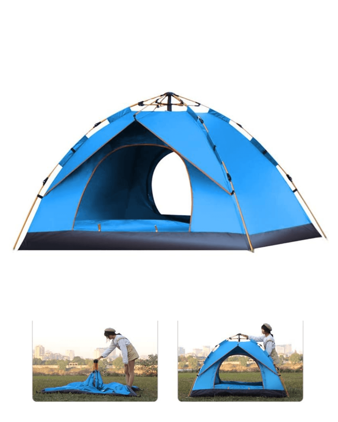 2-3 Kişilik Otomatik Kamp Çadırı Su Geçirmez 200x135 cm Pratik Kurulum 5