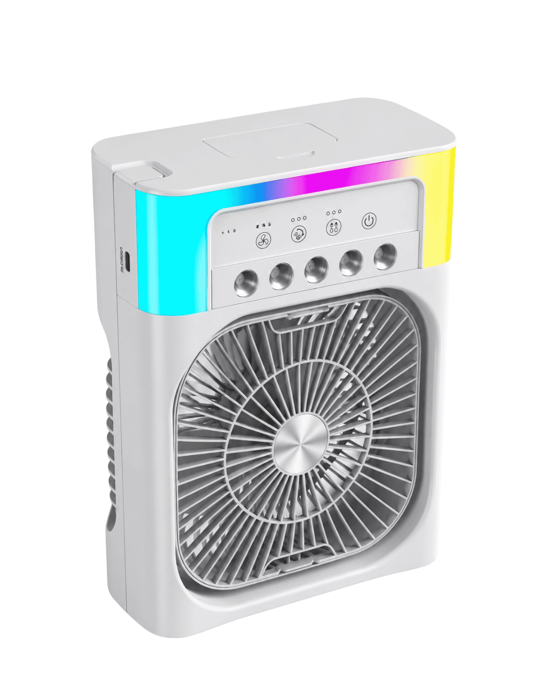 Işıklı Fan 5005 RGB Mini Soğutucu USB Şarjlı Sessiz Masa Fanı 4