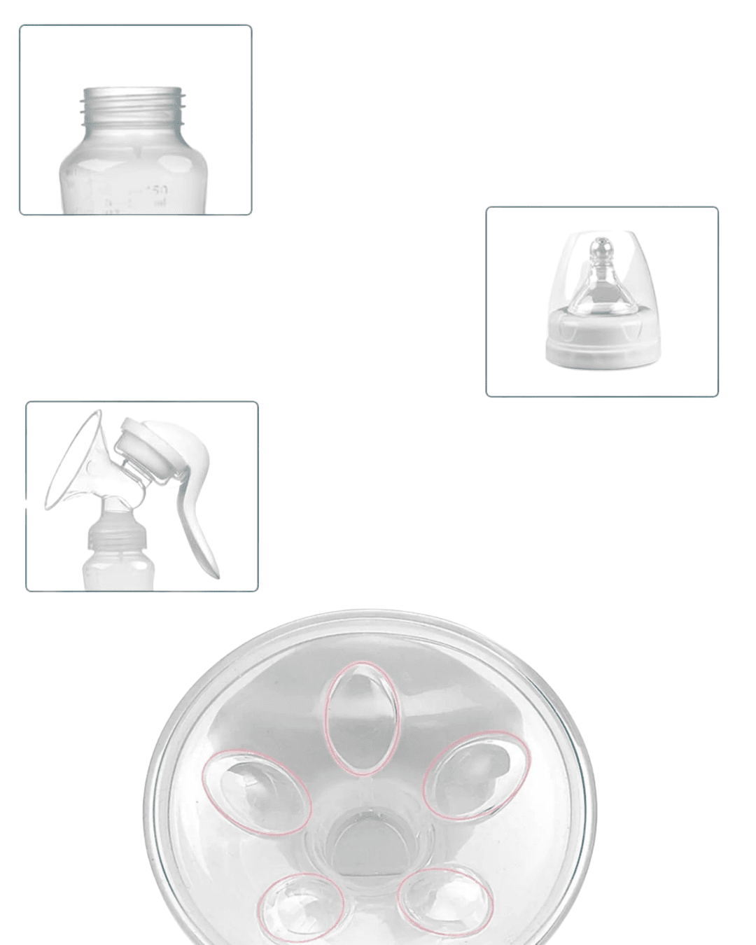 Manuel Göğüs Süt Pompası 180 ml BPA İçermez Ayarlanabilir Vakumlu 5