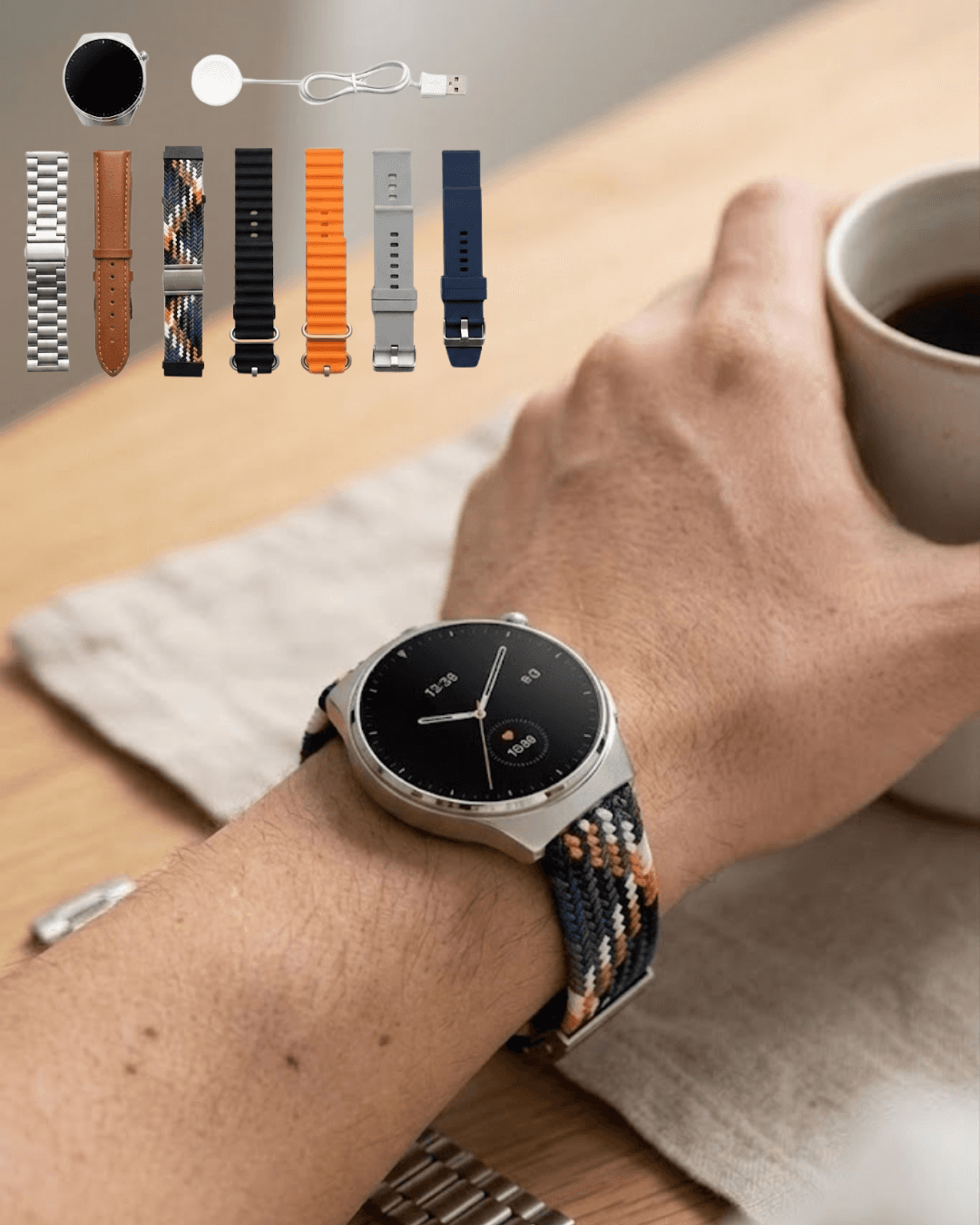 Bluetooth Akıllı Saat 7 Kordonlu Arama Özellikli Uyku ve Aktivite Takibi Nabız