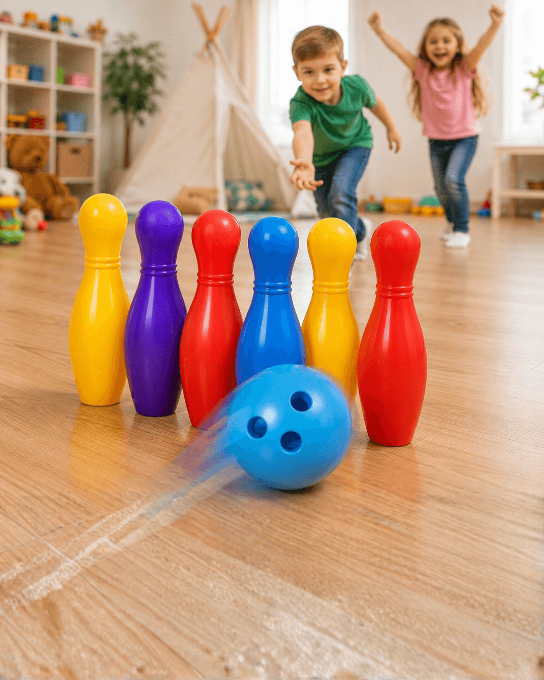 Çocuk Bowling Seti Renkli Top ve 6 Kuka İçeren Eğitici Oyun Aktivitesi