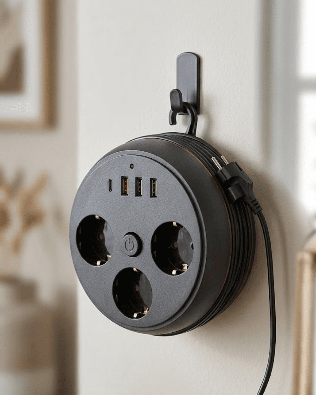 Güvenli Çoklu Priz 3 Priz 3 USB 1 Type C Termal Koruma 2 Metre Kablo