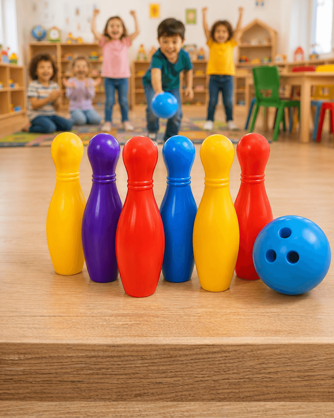Eğlenceli Bowling Oyuncak Seti Çocuklar İçin Renkli Kuka ve Top Hedef Oyunu
