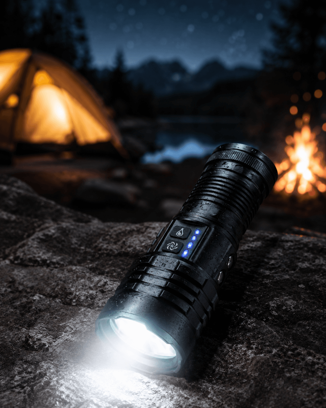 Uzun Menzilli Şarjlı El Feneri Kamp ve Outdoor Aydınlatma Lambası LED