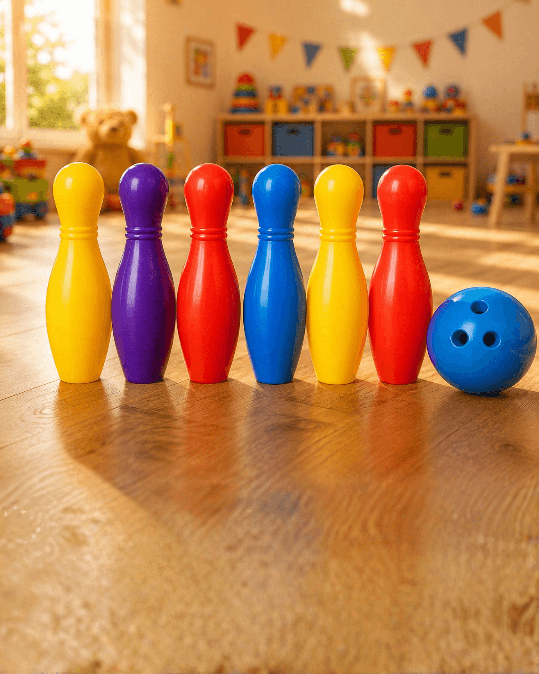 Renkli Bowling Seti Çocuk Aktivite Oyunu Motor Beceri Geliştirici 6 Kukalı