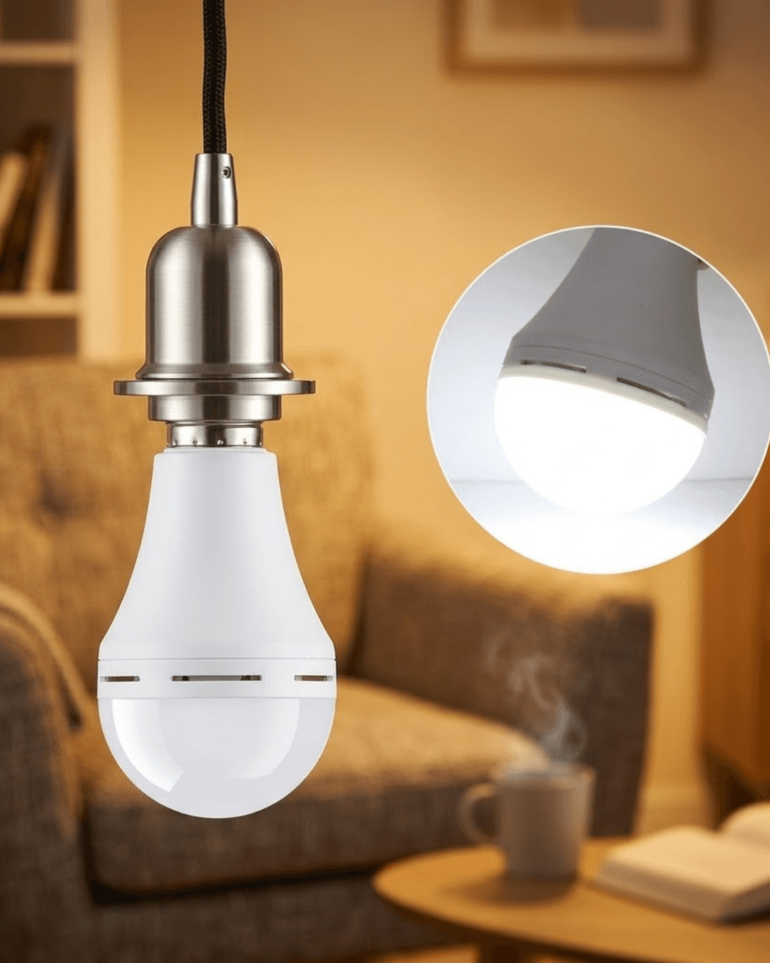 Elektrik Kesintisinde Yanan Şarjlı LED Ampul E27 6500K Güçlü Işık 35W