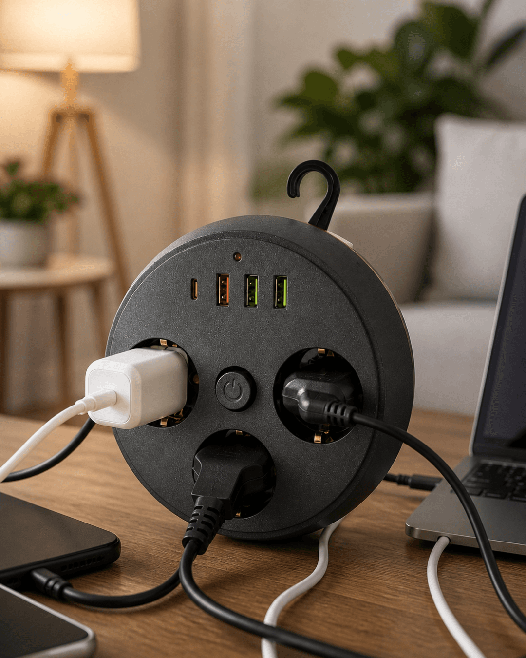 Ev Ofis Çoklu Priz 3 Priz 3 USB Type-C Akım Korumalı 2m Kablo
